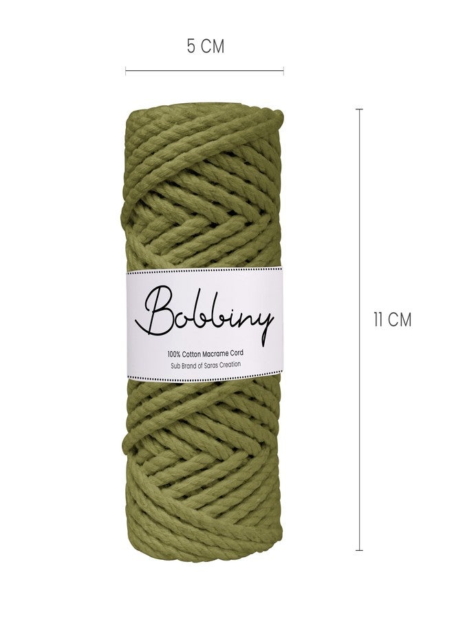 Bobbiny | 3 Ply Twisted Macrame Cotton Cord Dori (Roll Packaging) Thread for Macrame DIY and Other Projects | Mehandi Green | 4mm,20 Meter - Image 2